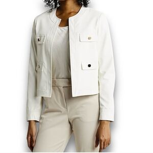 Philosophy white faux leather jacketFlap